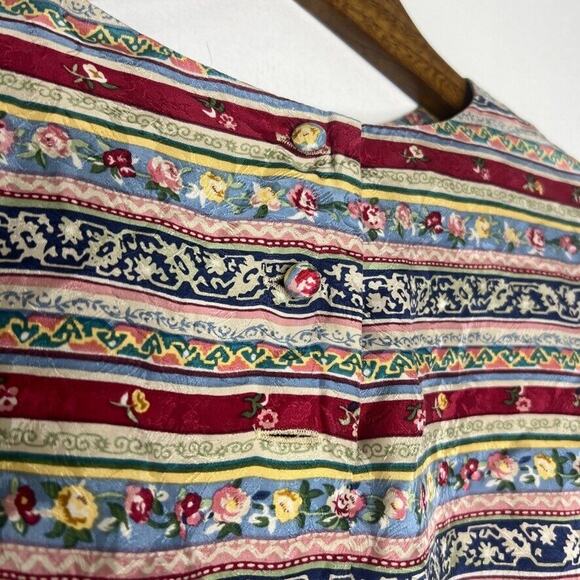 Talbots 100% Silk Vintage Floral Crew Neck Long Sleeve Shirt Size 16 Women - Picture 7 of 10